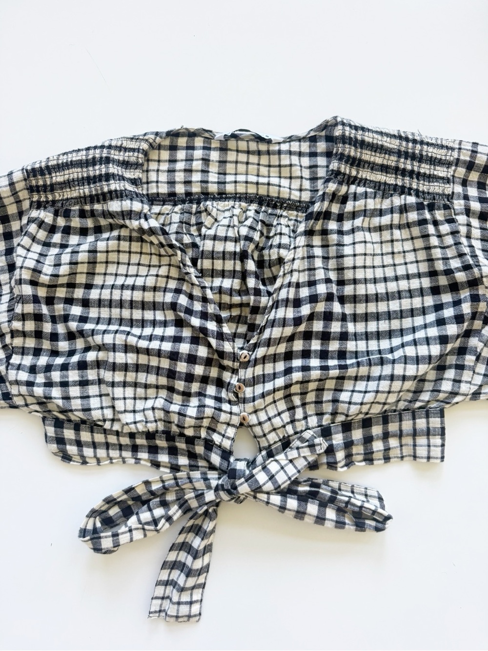 Zara Black and White Gingham High-Waist Shorts - Picture 5 of 10